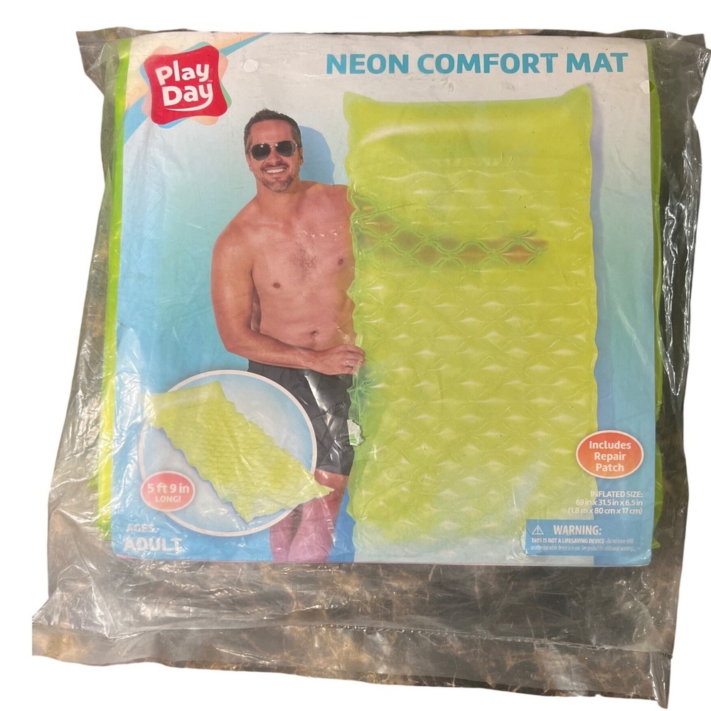 Play Day Neon Comfort‎ Mat Inflatable Pool Float Lounge Adult 5ft 9in